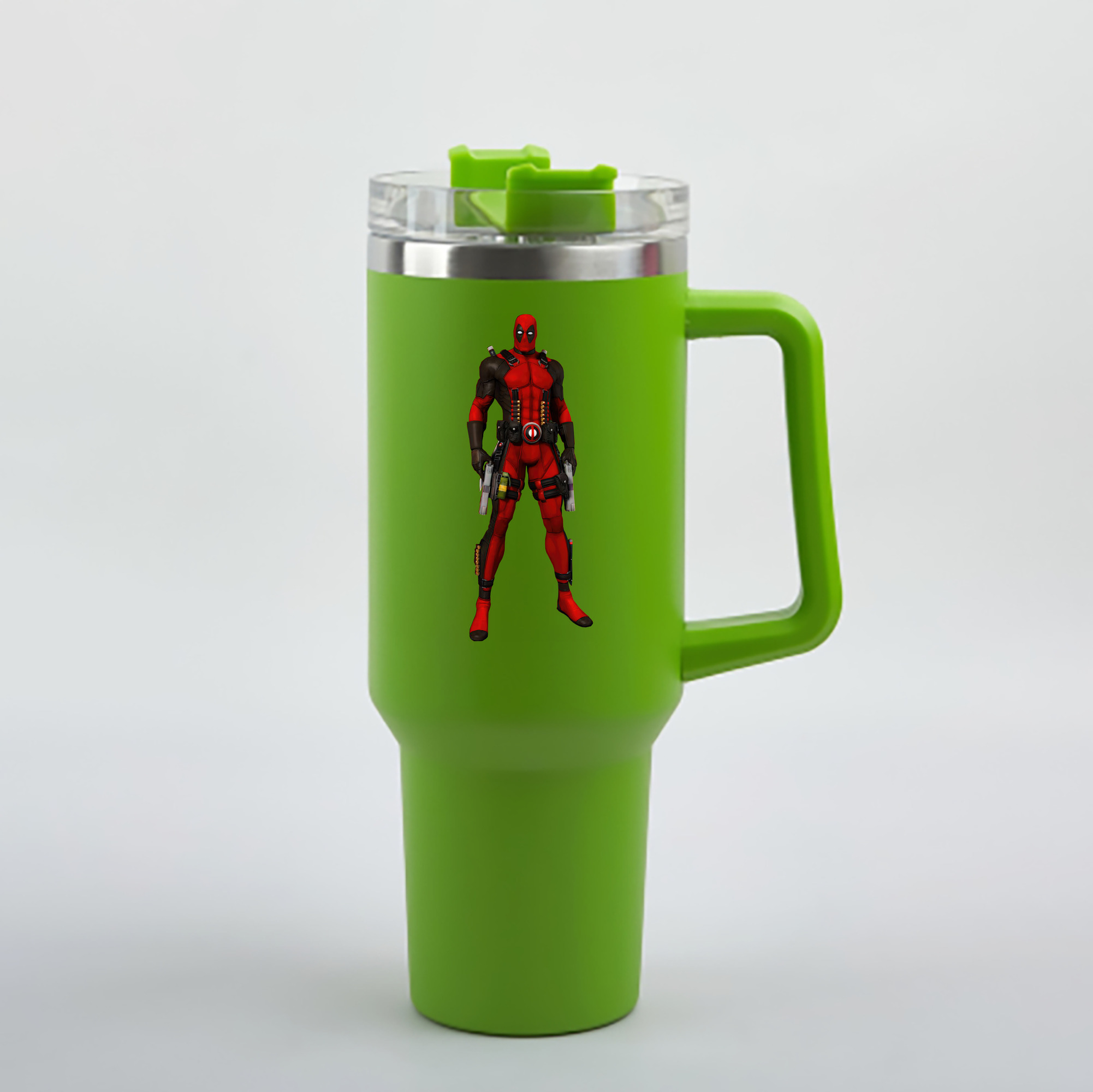 （画像用） Deadpool デッドプール 1200mL車用タンブラー - クリスタルステッカー（プラスチックストロー付き）